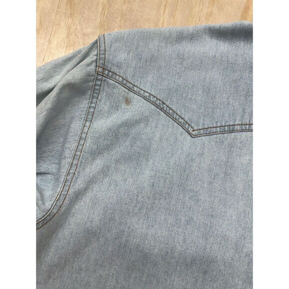 Vintage Et Vous 80’s Western Pearl Snap Women’s Medium Shirt Denim Faded Elbows - Picture 6 of 9